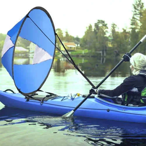 Vista 2 de Kayak Wind Sail Downwind Wind Paddle Barcos de remo Wind Fold Up Sail Kayak Canoa Accesorio