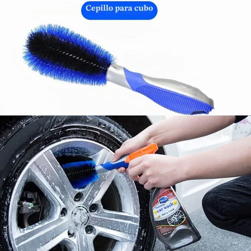 Vista 4 de BMLEI Cepillo de lavado de autos con mango largo, manopla de microfibra de chenilla, 1 cabezal de repuesto, poste de extensión de cepillo de rueda