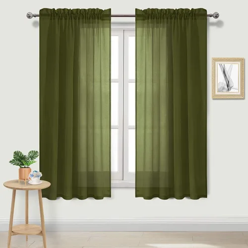 Vista 10 de DWCN Cortinas Transparentes Aqua de Voile Semitransparente con Bolsillo para Barra para Dormitorio y Sala de Estar, 36 x 36 pulgadas de Largo, Juego