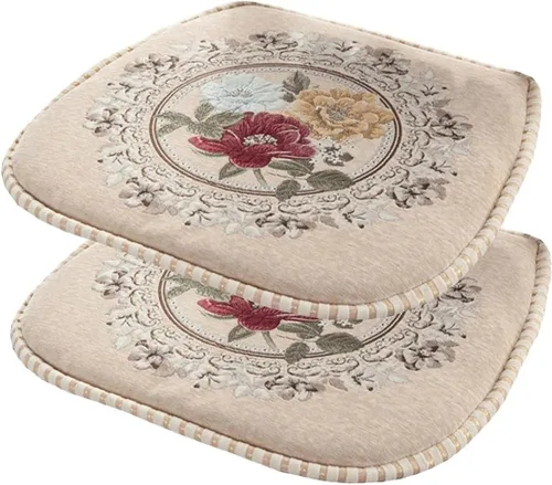 Vista 35 de EORNOW Juego de cojines para silla de comedor con lazos, juego de 1/2/4, almohadillas antideslizantes para silla de comedor con funda extraíble