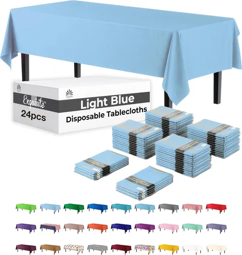 Vista 20 de Party Solids Mantel rectangular de plástico color azul aguamarina, 54 x 108 pulgadas, paquete de 24