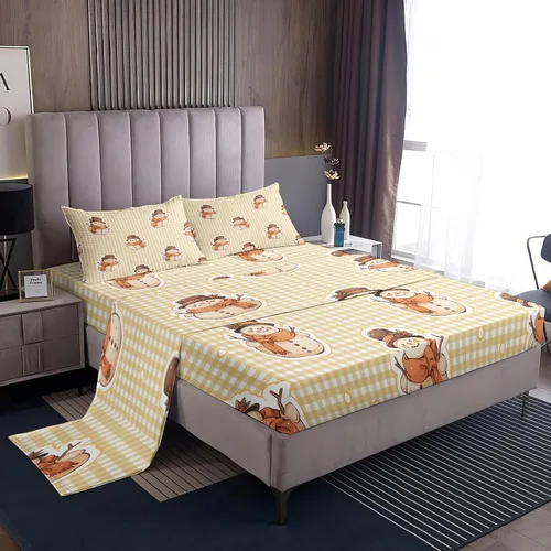 Vista 25 de Juego de sábanas tamaño individual, sábanas para árbol de Navidad, sábanas y fundas de almohada de microfibra de 3 piezas, juego de sábanas