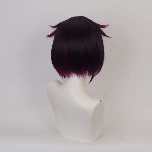 Vista 4 de XiongXiongLe Lilia Vanrouge - Peluca de cosplay de anime Twisted Wonderland disfraz, personaje mezcla de negro, rosa, resistente al calor, pelo