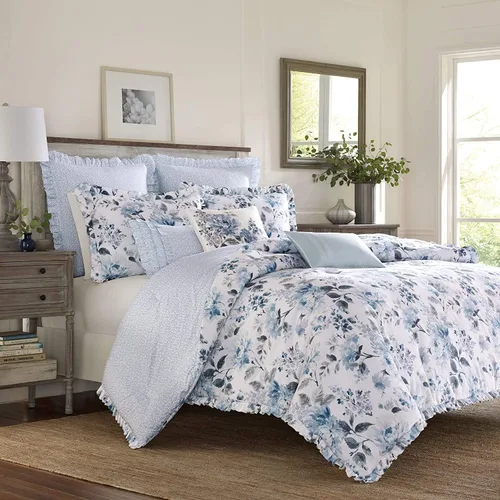 Vista 10 de Laura Ashley Home - Juego de funda de edredón tamaño individual, ropa de cama reversible de algodón con funda a juego, decoración ligera del hogar