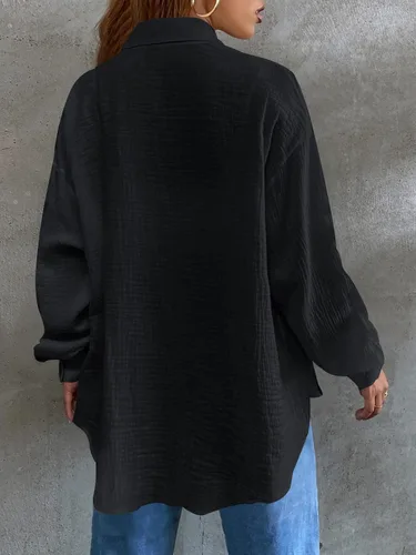 Vista 2 de MakeMeChic - Camisas de gran tamaño con botones para mujer, blusa con botones y cuello