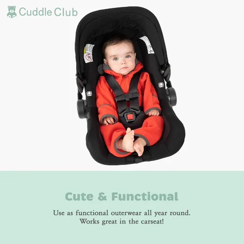Vista 4 de Enterizo con capucha de una sola pieza para niños pequeños o bebés, de vellón cálido y cómodo, con cintura elástica