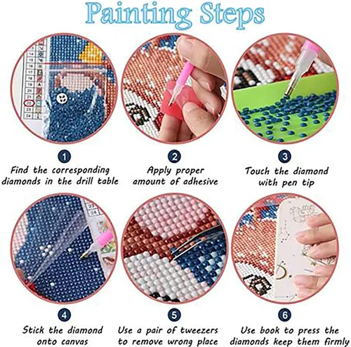 Vista 6 de QAZWSX Kit de pintura de diamante 5D para adultos y niños, cuervo vikingo redondo, taladro completo, kit de arte de diamantes para decoración