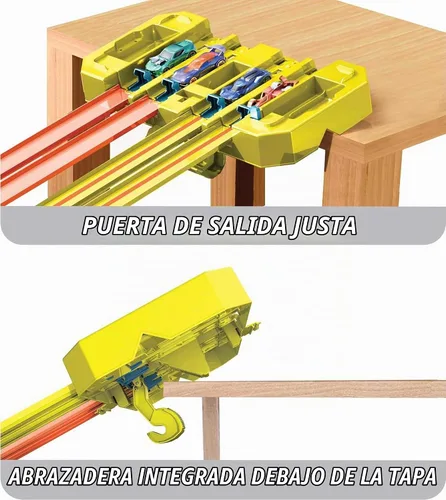 Vista 4 de Conjunto de Juego de Construcción de Pista de Coches Hot Wheels, Caja de Velocidad Multi-Carril, 18 Piezas de Componentes con Almacenamiento y 2