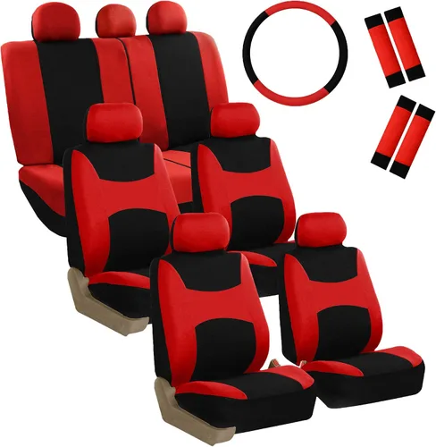 Vista 12 de FH Group FB030217 - Juego de fundas de asiento de tela ligera y transpirable, compatible con bolsa de aire y divisiones. Se adapta a la mayoría