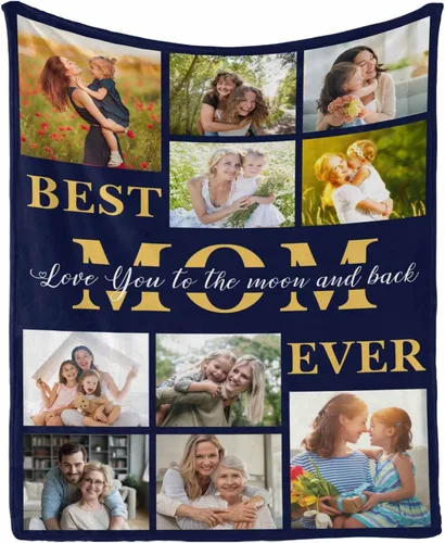 Vista 27 de InterestPrint Manta con foto, regalos personalizados para mamá, manta de collage de fotos personalizada para mamá de hija e hijo para cumpleaños