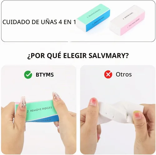 Vista 4 de Bloques pulidores de uñas de 4 vías para uñas naturales, bloque de pulido de uñas, limas de uñas, herramienta de forma y brillo de uñas