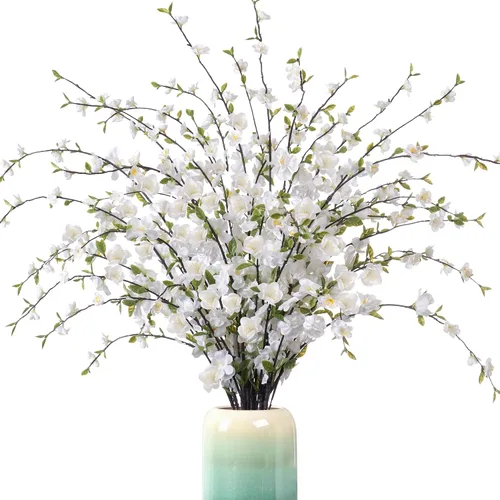 Vista 10 de [Usado] Ammyoo 4 piezas de flores artificiales de cerezo para decoración de primavera en interiores, ramas de melocotón de tallo largo sintético