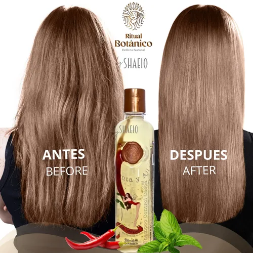 Vista 2 de RITUAL BOTANICO Champú para la Caspa Champú con Menta y Aji Control Caspa con Activo de Crecimiento Acelerado y Ultrareparador, Engrosamiento