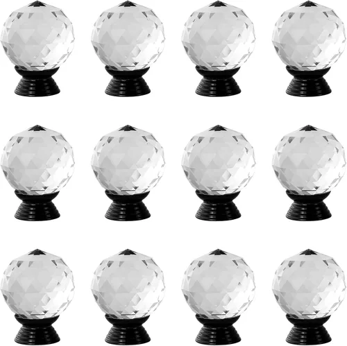 Vista 16 de 12 pomos de cristal de forma redonda de 1.18 pulgadas con tornillos, perilla de cajón para tirar, utilizada para cocina, tocador, puerta, armario