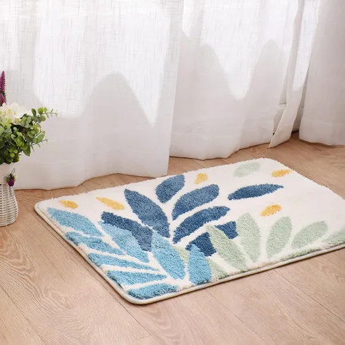 Vista 4 de Tiita Tapete para interiores, tapete para puerta delantera y trasera, lavable a máquina, suave, tapete de baño para entrada, 32 x 20 pulgadas, hojas