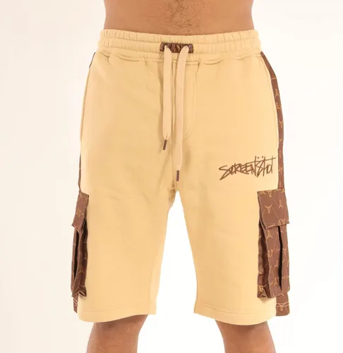 Vista 5 de SCREENSHOT Urban NYC Hip Hop - Pantalones cortos de forro polar de alta calidad para hombre, diseño urbano universitario de moda urbana acanalada