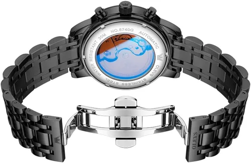 Vista 7 de OLEVS Automatic Watches for Men Luxury Skeleton Multi-Function Mechanical Watch Self Winding Date Waterproof Luminous Mens Watch