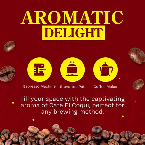 Vista 5 de El Coquí - Café expreso molido tostado oscuro, rico y molido, auténtico café de estilo puertorriqueño, sellado al vacío, granos de espresso molidos