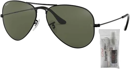 Vista 2 de Ray-Ban RB3025 - Lentes de sol de aviador de metal para hombre y mujer + paquete con kit de cuidado de gafas iWear de diseñador