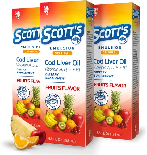 Vista 11 de SCOTT'S EMULSION Aceite de hígado de bacalao líquido para niños, sabor a cereza, apoya el crecimiento, la inmunidad y la salud ósea, rico en omega 3