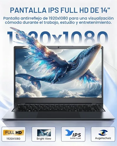 Vista 5 de Laptop de 14 pulgadas 12 GB de RAM, SSD de 128 GB, Pentium Gold Gris espacial