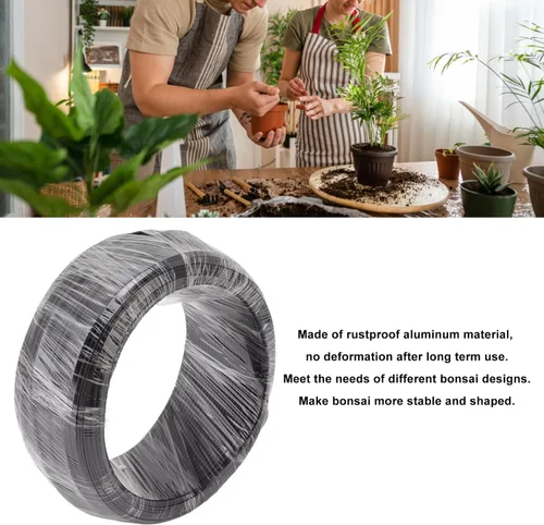 Vista 4 de Alambre de entrenamiento de bonsái de aluminio, 17.64 oz de alambre de metal grueso negro flexible con resistente, alambre de bonsái y bonsái