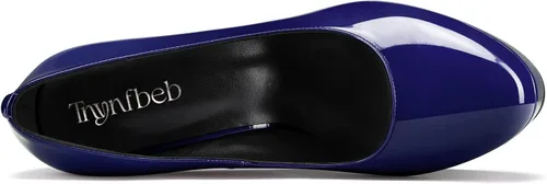 Vista 44 de TNYNFBEB Zapatos de tacón de plataforma alta para mujer, con puntera redonda, sin cordones, básicas, clásicas, de 5.5 pulgadas