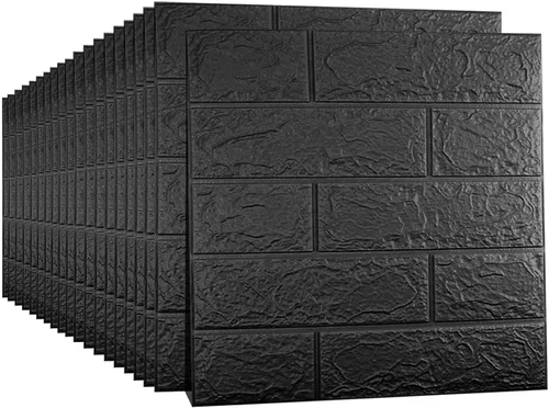 Vista 18 de 10 paneles de pared 3D negros, cobertura de 14.5 pies cuadrados, adhesivo imprimible con paneles de pared de espuma de polietileno autoadhesivos