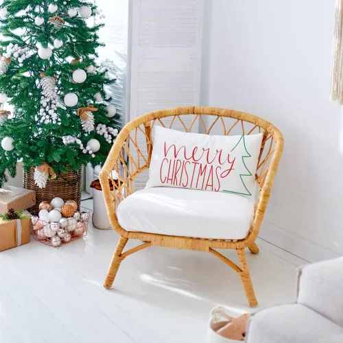 Vista 3 de Fundas de almohada lumbar con diseño de árbol de Navidad, 12 x 20 pulgadas, decoración para sofá