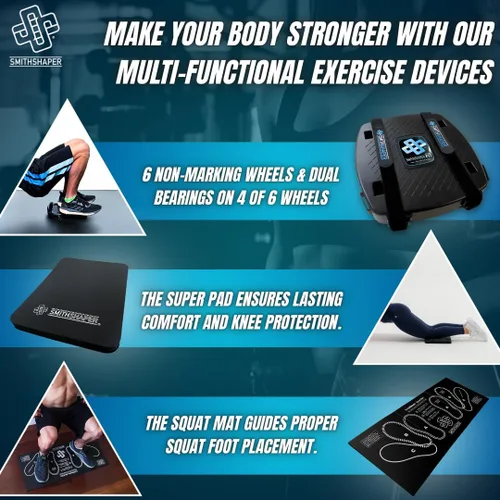 Vista 6 de FIT Ab Squat Roller Dual Mat Bundle (FIT ASR con una alfombrilla para sentadillas y una súper almohadilla)