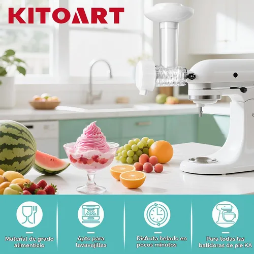 Vista 2 de Accesorio para helado de frutas congeladas para batidora de pie Kitchenaid, máquina de sorbete sin lácteos, postre y yogur congelado suave – Máquina