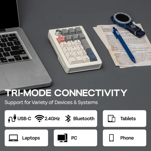 Vista 4 de EPOMAKER EK21 VIA Junta numérica con batería de 1000 mAh, BT 5.02.4GHzNumpad de intercambio en caliente con cable con perilla de aleación