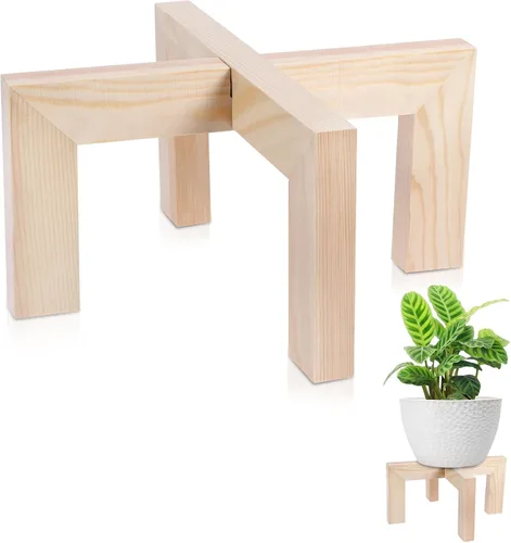 Vista 8 de Vigordream Soporte para plantas, soporte de madera para interiores y exteriores, soporte para macetas individuales, soportes resistentes