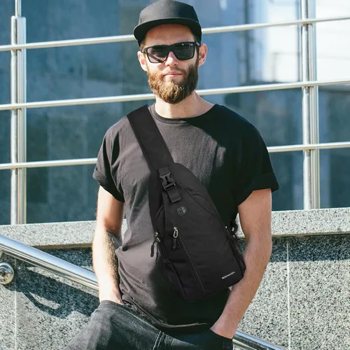 Vista 2 de BOSTANTEN Bolso bandolera, mochila cruzada para el hombro, bolsa de pecho para hombres y mujeres, viajes, senderismo, mochila casual