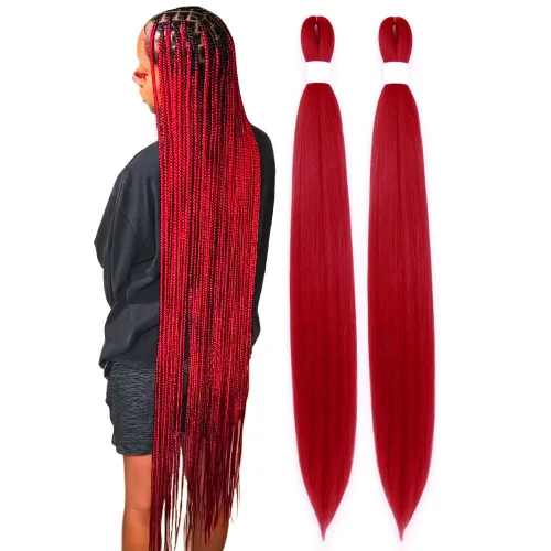 Vista 14 de Cabello trenzado burdeos, 10 pulgadas, 4 paquetes Cabello preestirado, trenzas de ganchillo cortas y rectas, textura Yaki, fibra sintética