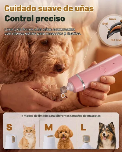 Vista 5 de Veeconn Kit de aseo 4 en 1 para perros con recortadora de pelo de pata para Rosa