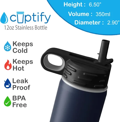 Vista 61 de Cuptify Botella de agua para niños personalizada con nombre en botella de agua aislada con anillo brillante verde de 12 onzas Verde brillante