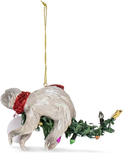 Vista 4 de DEMDACO Perezoso perezoso alrededor del árbol de Navidad, adorno de resina para árbol de Navidad, 3.5 x 2.5 pulgadas