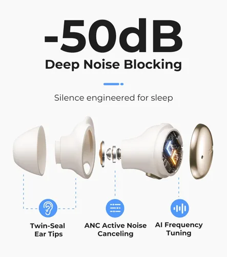 Vista 7 de Kinglucky Auriculares para dormir de lado, mini auriculares con cancelación