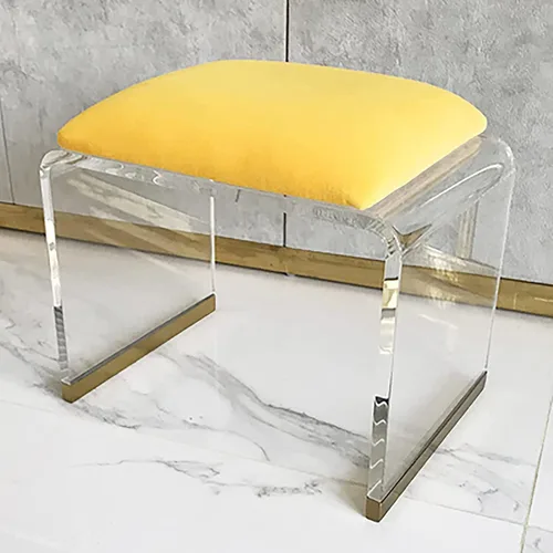 Vista 10 de QQXX Taburete de acrílico con asiento acolchado de terciopelo, mesita de noche de acrílico transparente, mesa auxiliar cuadrada, taburete moderno