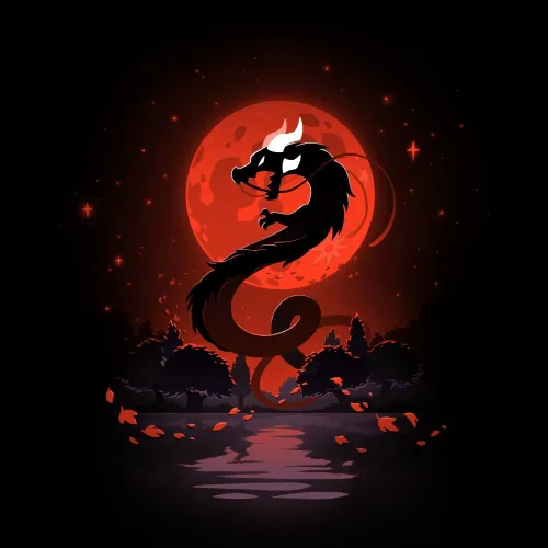 Vista 2 de TeeTurtle Camiseta Blood Moon Dragon, negro, estándar, S, Negro