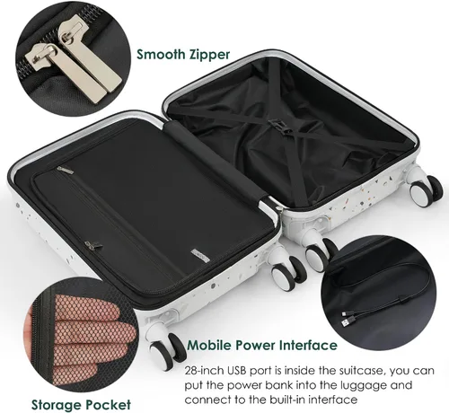 Vista 41 de Merax Juego de equipaje rígido ABS expandible de 3 piezas con rueda giratoria Maleta TSA Lock Suit Case, Negro -, Juego de 2 piezas, Equipaje
