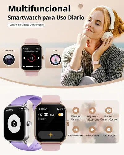 Vista 8 de Smart Watches for Women, 1.85" Alexa Smart Watch for Android Phones/iPhones Blush Pink-Pink