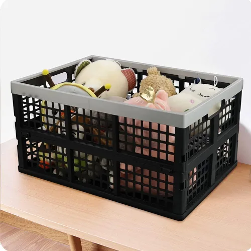Vista 5 de Asking Cajas plegables para uso general, paquete de 4 cajas apilables de 42 L