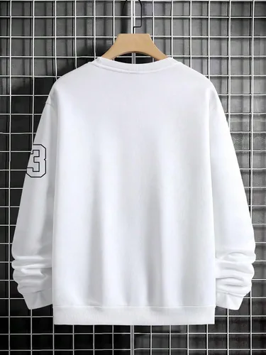 Vista 2 de GORGLITTER Sudadera térmica de forro polar con cuello redondo y estampado de letras y números para hombre