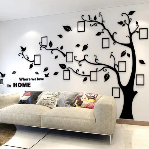 Vista 17 de Calcomanías de pared de árbol 3D - DIY, calcomanías de marcos de fotos y árbol de pared, marcos para fotos familiares, murales con calcomanías