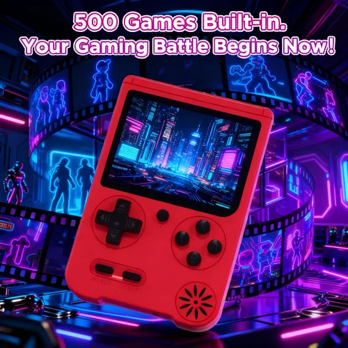 Vista 2 de Consola de juegos de mano, 500 videojuegos integrados, reproductor de videojuegos portátil con pantalla lPS de 3.0 pulgadas, sistema