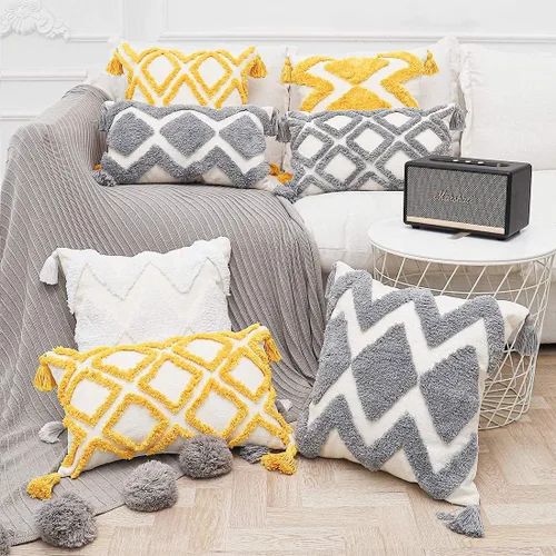 Vista 2 de PLWORLD - Funda de almohada con diseño boho de diamantes (1 unidad)