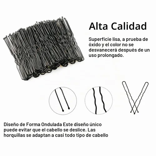Vista 3 de sevensun - 100 horquillas para el cabello en forma de U, con caja de almacenamiento, (2.4 pulgadas), color negro