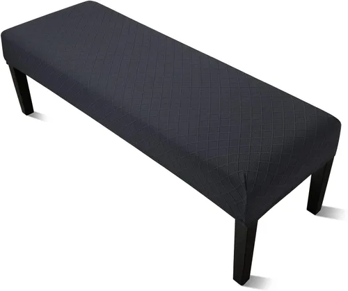 Vista 20 de YISUN Fundas de banco de jacquard para comedor, funda elástica lavable y extraíble para banco, protector de asiento rectangular para bancos de Beige